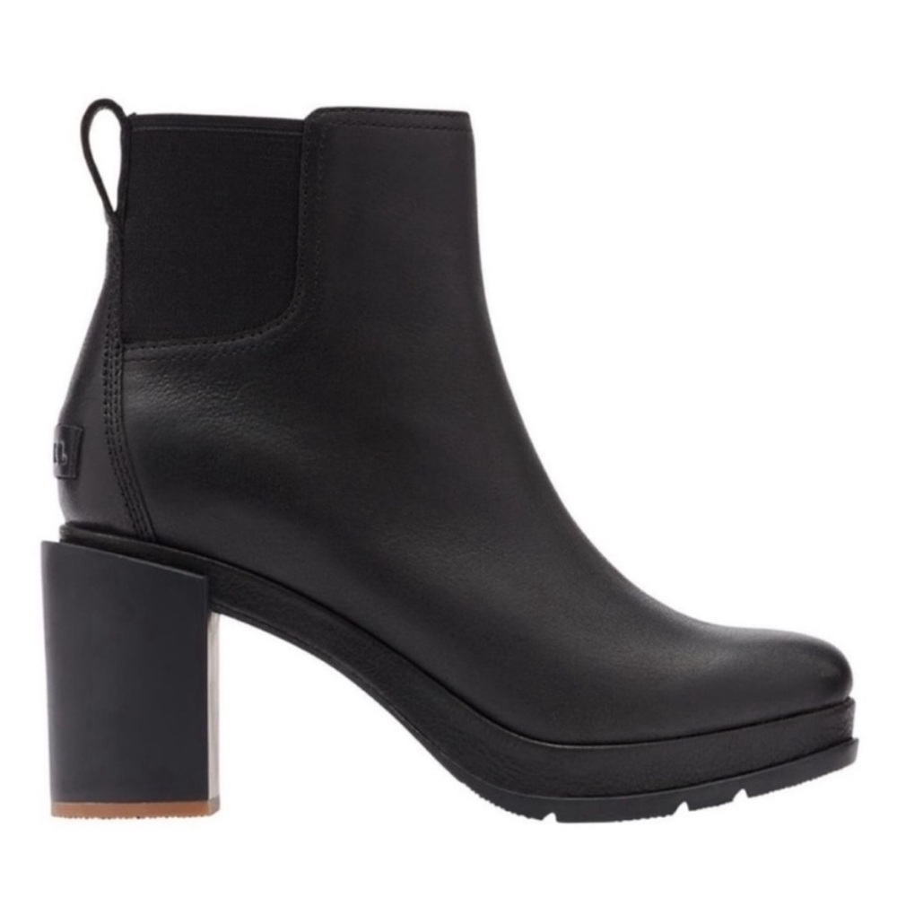 SOREL Margo chelsea stacked black leather booties size 9.5
